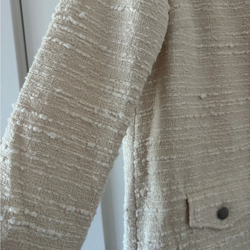 NWT BA&SH Auxane tweed mini dress long sleeve ecru size M - Picture 5 of 11